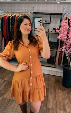 Imagem do Vestido Mary em Linho Sarjado - Mostarda