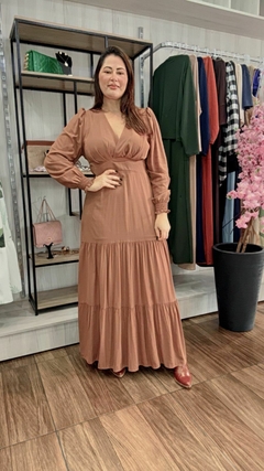 Vestido Juliana em Viscolinho - Cappuccino - loja online