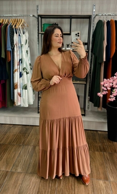 Vestido Juliana em Viscolinho - Cappuccino na internet