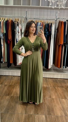 Vestido Kailane em Viscose Sarjado - Verde na internet
