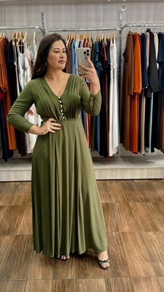 Vestido Kailane em Viscose Sarjado - Verde - Elis Alves Boutique