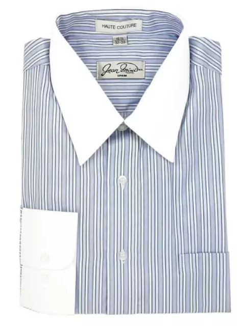 Camisa Azul Puños y cuello Blanco - comprar en línea