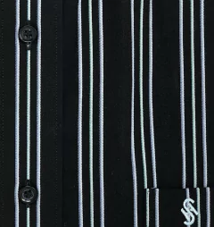 Camisa  de vestir negra con rayas blancas marca High Society Calidad Premium