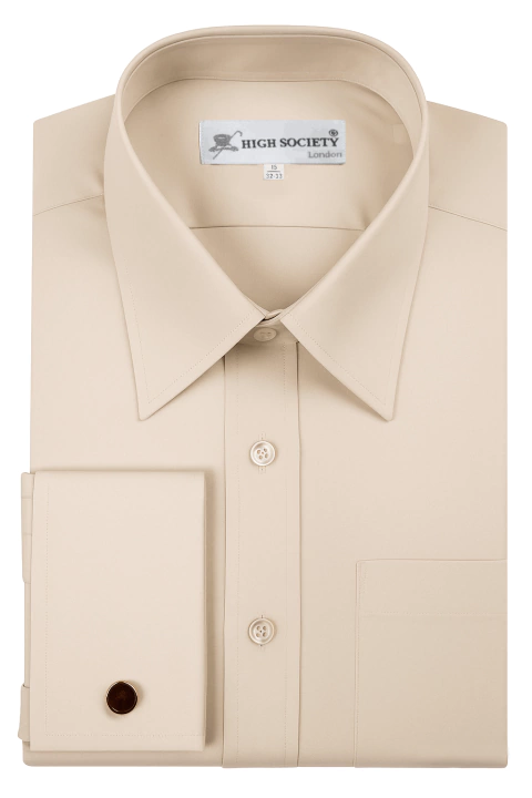 Camisa Doble puño color Beige Marca High Society