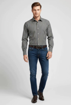 Camisa Negra con Rayas en internet