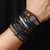 New Vintage 6Pcs/ Set Sunflower Leather Bracelet for Men Vintage Braided Wrap Wristband Rope Mens Beads Bracelets Set Jewelry