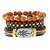 LETAPI 4Pcs/Set Braided Wrap Leather Bracelet for Men Punk Vintage Beads Chain Male Bracelets Wristband Jewelry Gifts