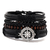 4Pcs/ Set Braided Wrap Leather Bracelets for Men Vintage Life Tree Rudder Charm Wood Beads Ethnic Tribal Wristband Rope Bracelet na internet