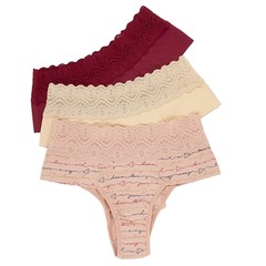 Calcinha de Microfibra com Cós em Renda "Wish, Dream, Love" | Kit com 03 peças - Ref.: 2054K-29