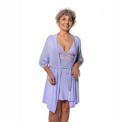Robe Lilás Malha com Renda - Ref.: 8289A-30