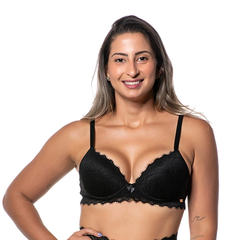 Sutiã de Renda Preta Meia Taça - Ref.: 0533-01