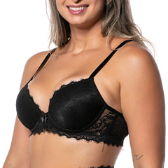 Sutiã de Renda Preta Meia Taça - Ref.: 0533-01 - Lingerie Drop
