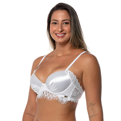 Sutiã Cetim com Renda Branca Meia Taça | Noivas - Ref.: 0641-02 na internet