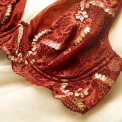 Sutiã Sexy sem Bojo e com Aro Renda e Tule Vermelho Terra - Ref.: 0647-08 - Lingerie Drop