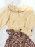 Blusa manga comprida gola babado bege - loja online