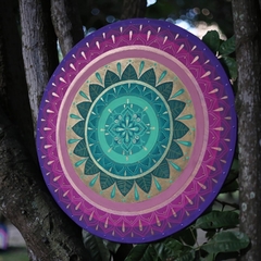 Mandala de folhas e violetas / 60 cm - comprar online