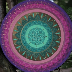Mandala de folhas e violetas / 60 cm