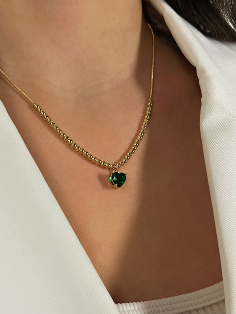 Colar Coração Pedra