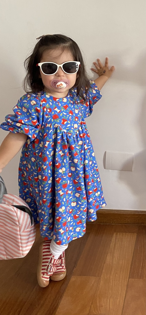vestido infantil feminino estampa maçã