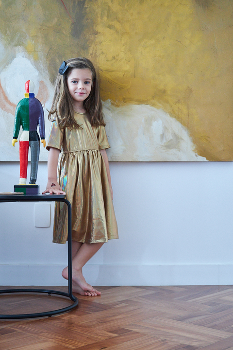 vestido infantil feminino lamê