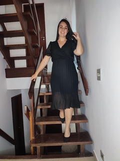 Vestido Thais midi plissado - loja online