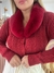 CARDIGAN BORDO CUELLO PIEL DESMONTABLE - comprar online
