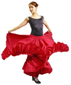 Falda folklórica doble circular en popelina poliéster/algodón - tienda en línea
