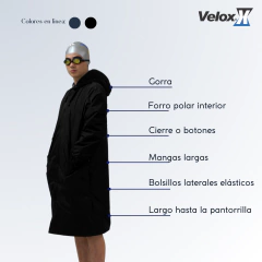 Parka Natación, Cierre, Negro, forro Polar, niños o adultos, Unisex