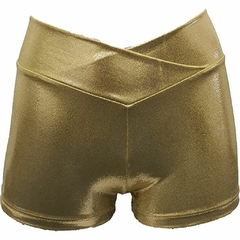 Short deportivo para niña en tela glitter, con Corte en V y largo 1.5