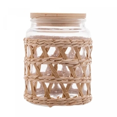 Porta Mantimentos de Vidro com Sisal e Tampa de Madeira - comprar online