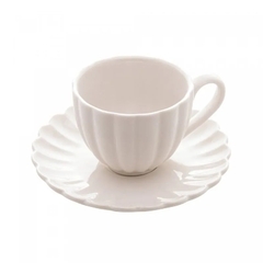 Conjunto 6 Xícaras de Café de Porcelana com PiresPétala 90ml - Binnaz Shop 