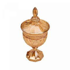 Potiche de Cristal com Pé cor Âmbar - comprar online