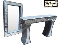 Consoleta - Credenza - Bufetera Plata Decorada En Vitral