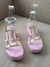 Sandália salto plataforma rosa com tiras - DDA store