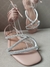 Sandália rasteira nude manta strass - DDA store