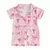 Pijama Romper Longo Baby Girl Bow/Morango, Botão, Lapela, 0-18 m