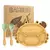 Kit 03 Peças Bandeja de Jantar de Bambu , Bebê Caranguejo com Ventosa