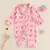 Pijama Romper Longo Baby Girl Bow/Morango, Botão, Lapela, 0-18 m