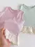2 Peças/lote Camiseta Sem Manga Detalhe Renda bordada Para Bebê Menina | 6 a 24 m - loja online