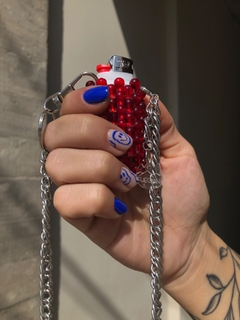 Porta Encendedor llavero Rojo cristal