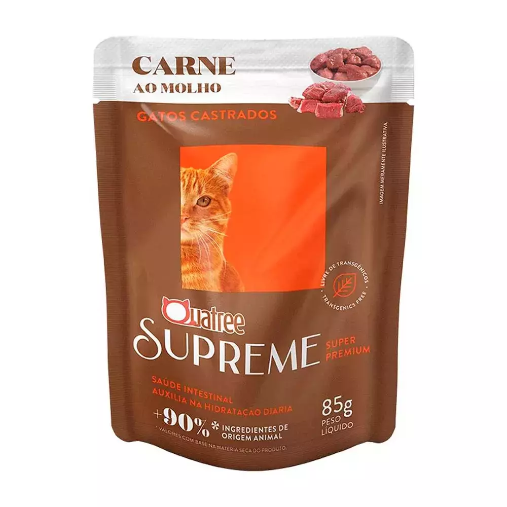 QUATREE SUPREME SACHE GATOS CASTRADOS CARNE 85G