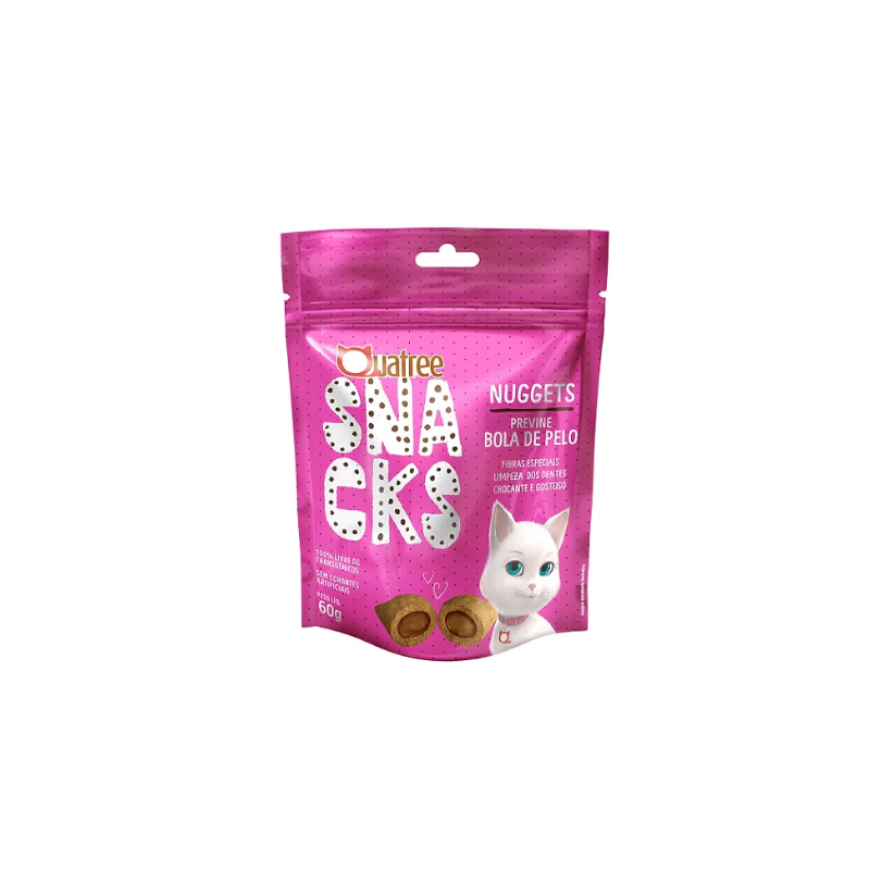 QUATREE SNACKS NUGGETS GATOS BOLA DE PELO FRANGO 60G