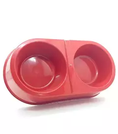 COMEDOURO CAES DUPLO 1000ML VERMELHO