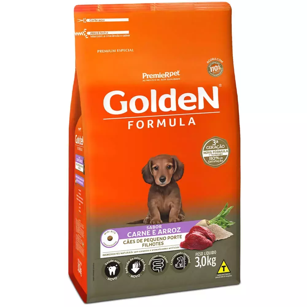 GOLDEN FORM CAES FILHOTE CARNE MINI BITS 3 KG