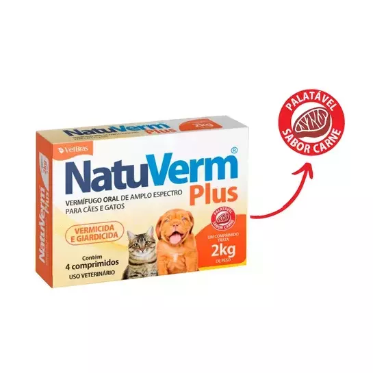 NATU VERMIFUGO PLUS C/4 COMPR VETBRAS 2kg visto