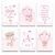 Kit 6 Quadros Decorativos Menina Bebê Ursinha Baloeira Personalizado