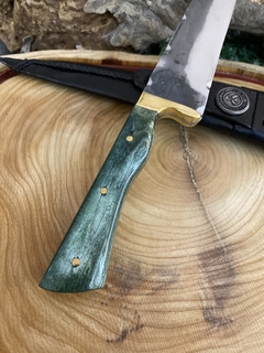 FACA PARA CHURRASCO OSSO TINGIDO VERDE LÂMINA FULL TANG EM AÇO CARBONO 1070 COM 9 POLEGADAS - comprar online