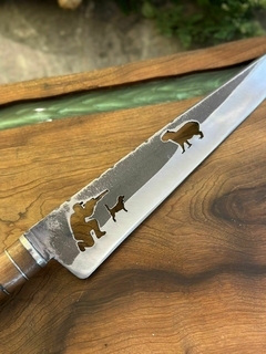 FACA PARA CHURRASCO EM AÇO CARBONO 1070 COM LÂMINA DE 8 POLEGADAS COM VAZADO DE CAÇADOR - comprar online