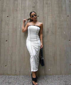 Vestido tomara que caia listra - Santinhas boutique