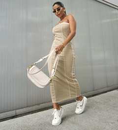 Vestido tomara que caia listra